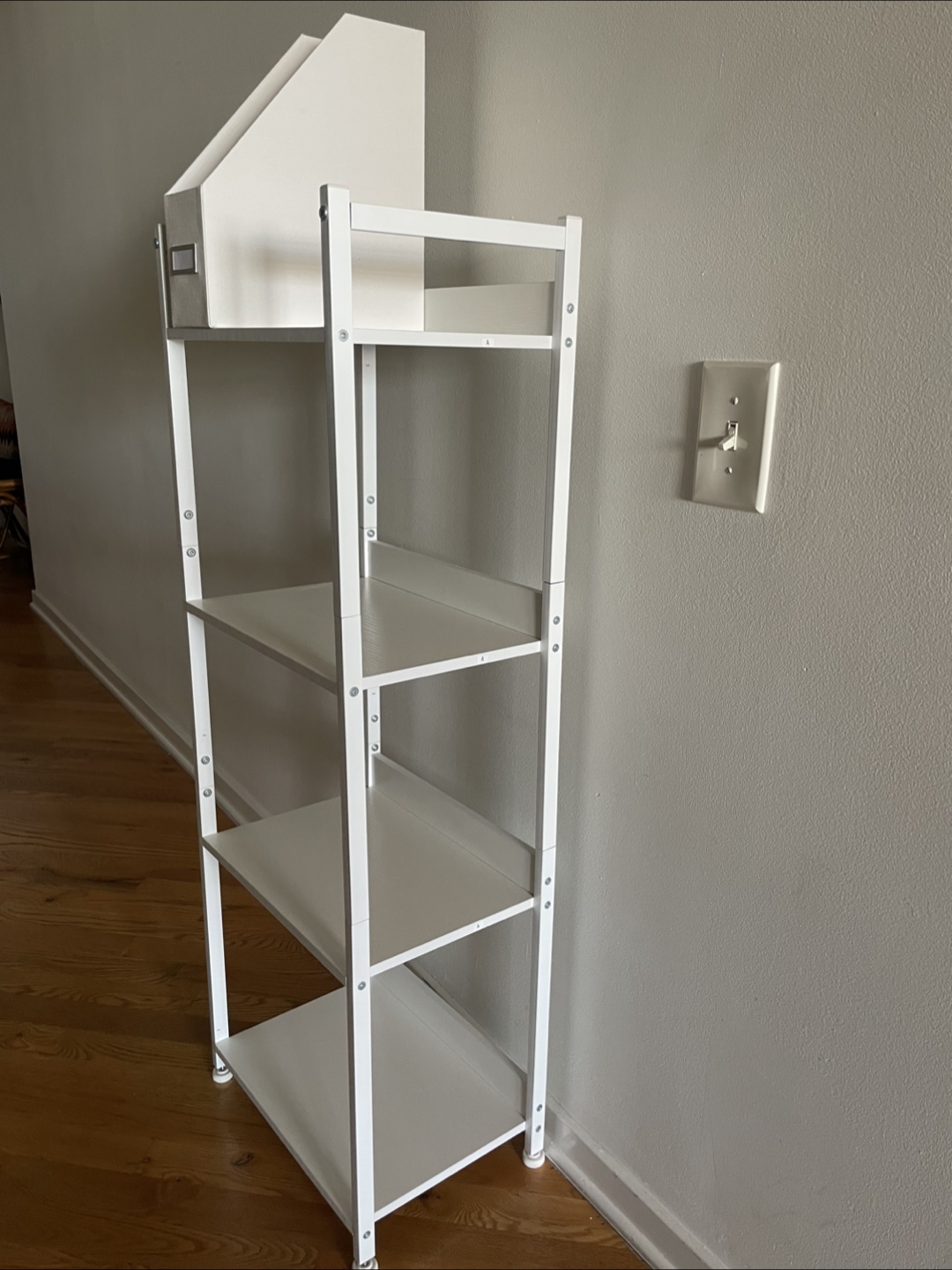 White 4-Tier Metal Shelving Unit with File Organizer - photo 2