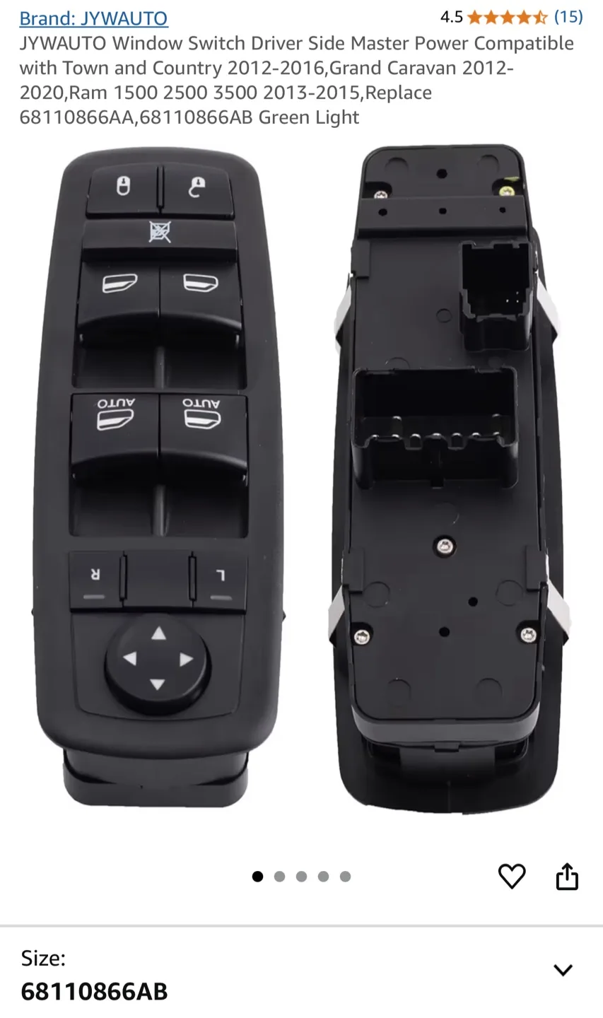 JYWAUTO Driver Side Master Power Window Switch 68110866AB thumbnail