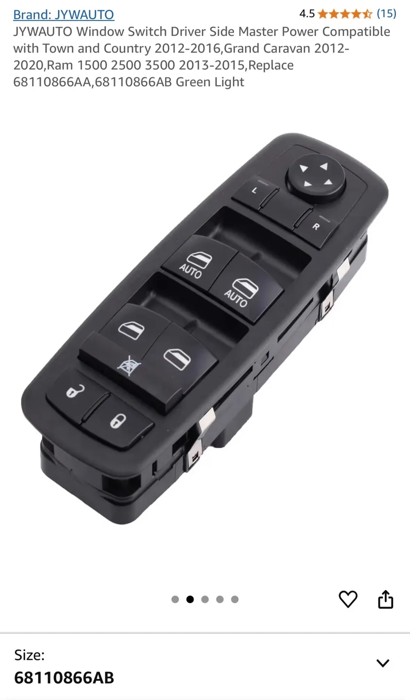 JYWAUTO Driver Side Master Power Window Switch 68110866AB image indicator(2)