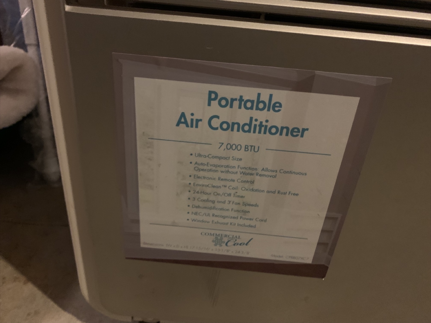Commercial Cool 7000 BTU Portable Air Conditioner - photo 4