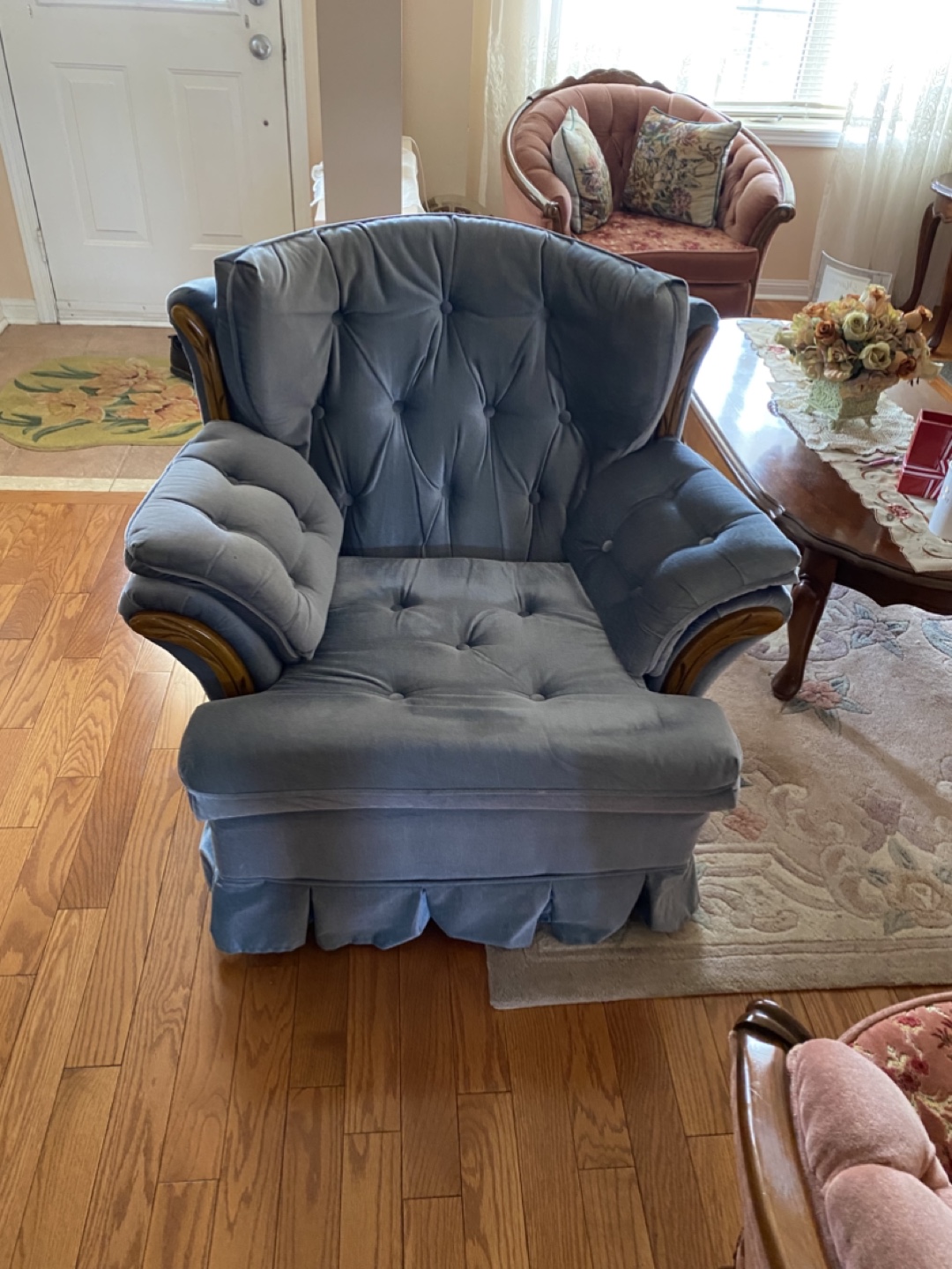 Deal and Steal  Blue Velvet Armchair, swivel rocking chair - photo 3