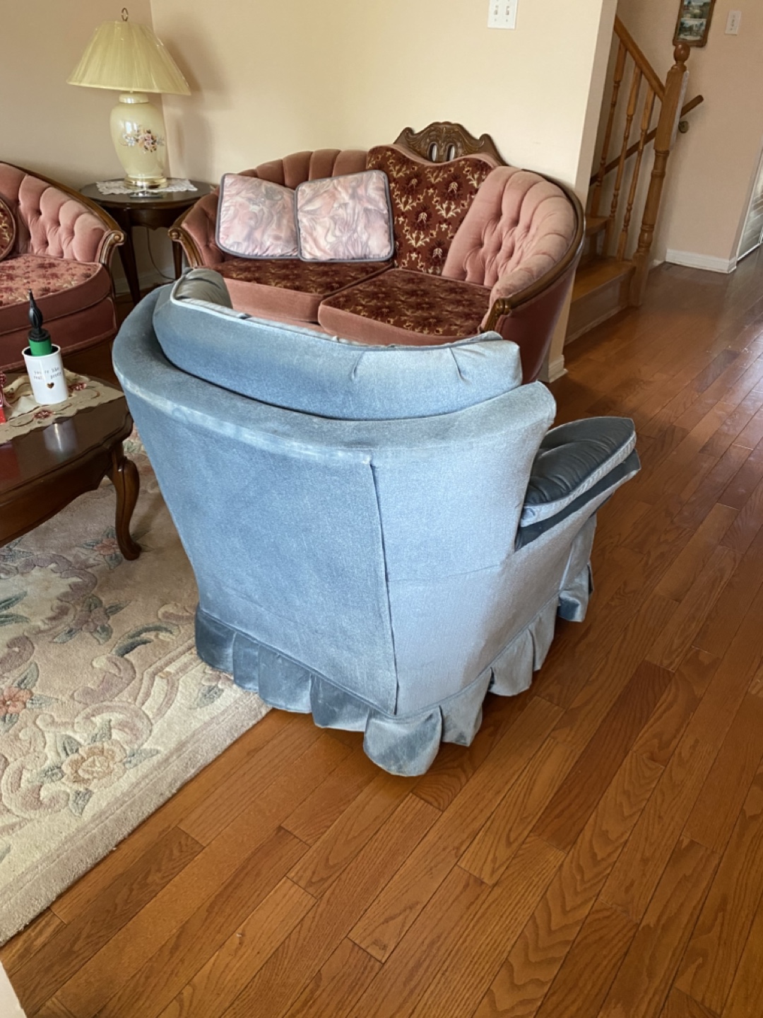 Deal and Steal  Blue Velvet Armchair, swivel rocking chair - photo 4