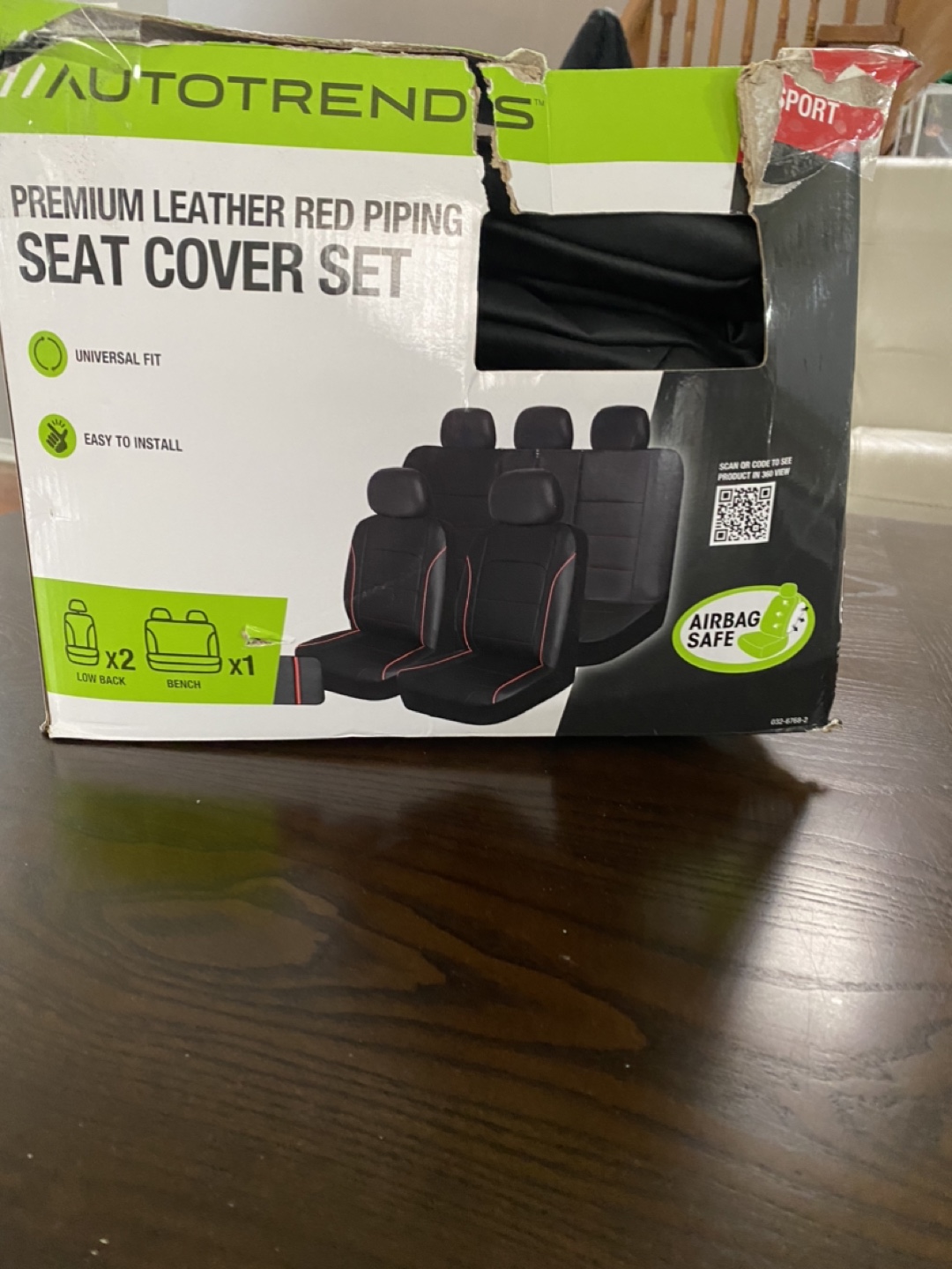 Premium Leather Seat Cover Set - Black with Red Piping - photo 2