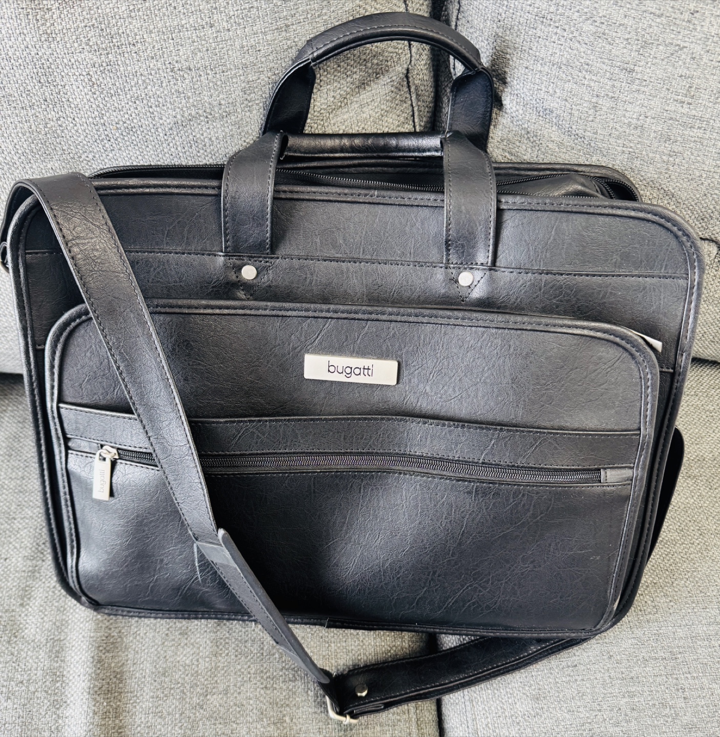 Bugatti Black Leather Briefcase - photo 2
