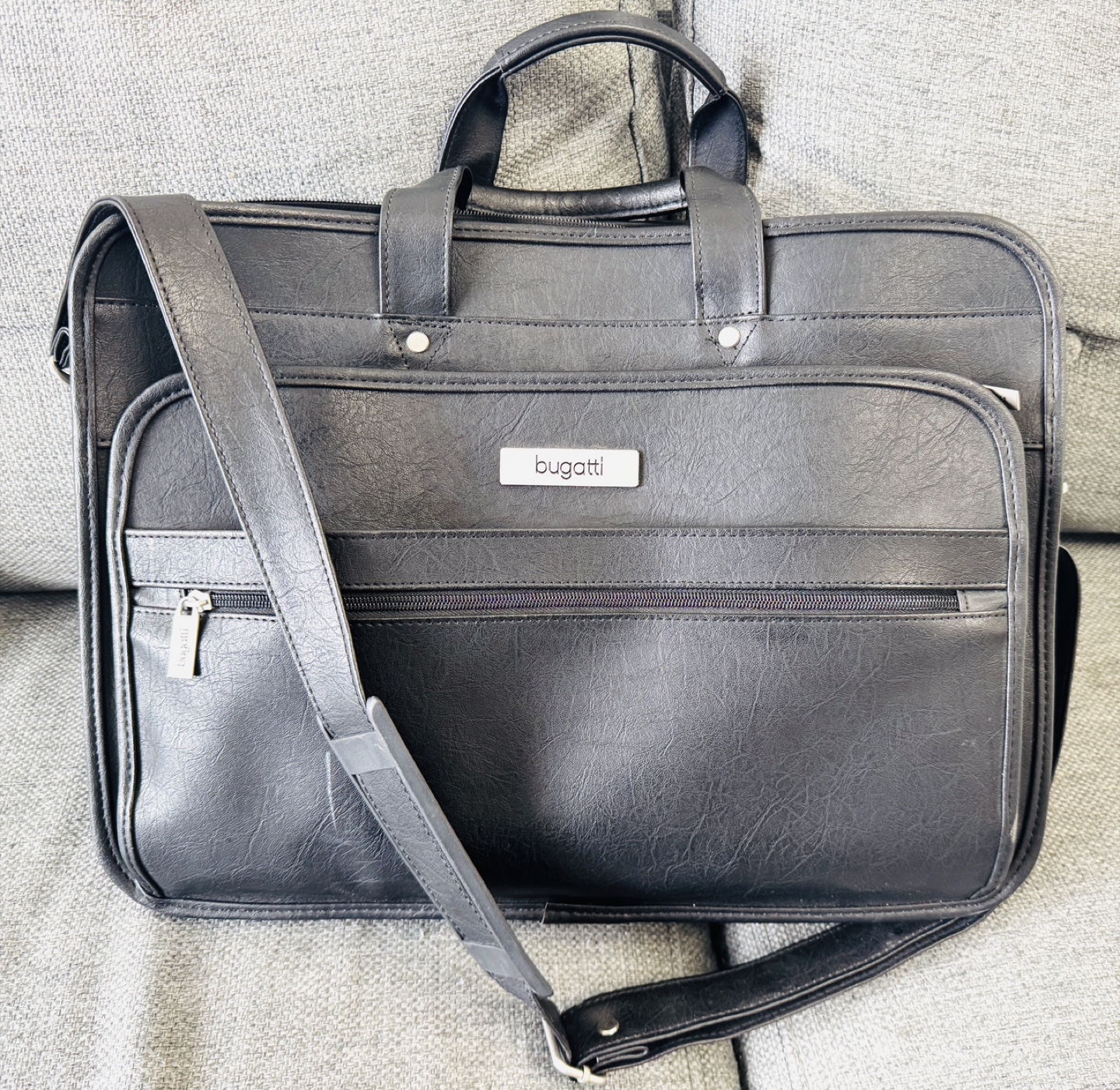 Bugatti Black Leather Briefcase
