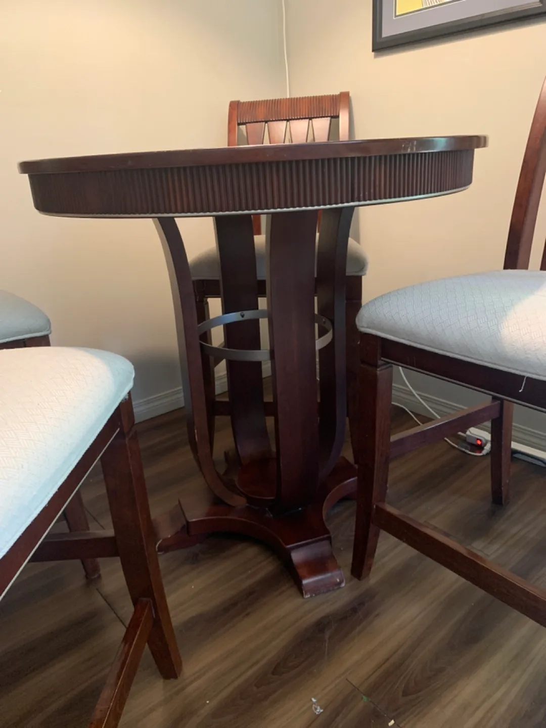 Round Pub Table Set with 4 Stools