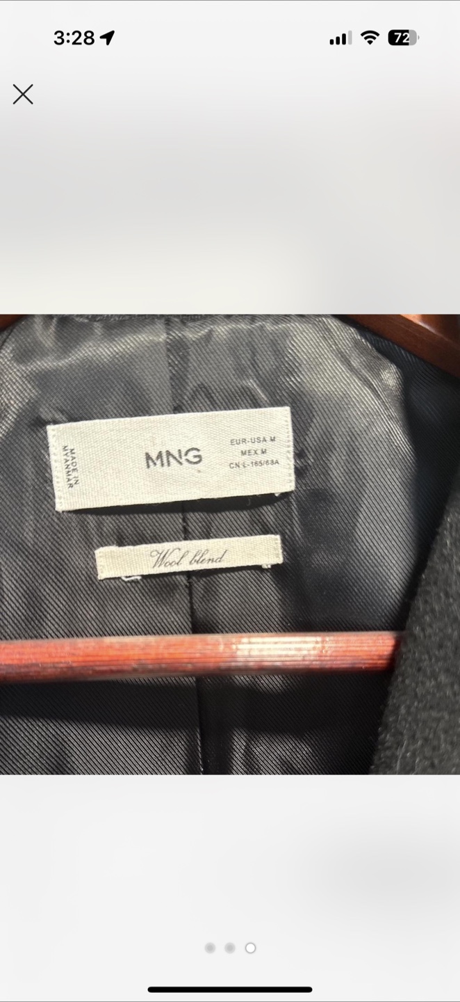 Black Wool Blend Peacoat - Size M - photo 3