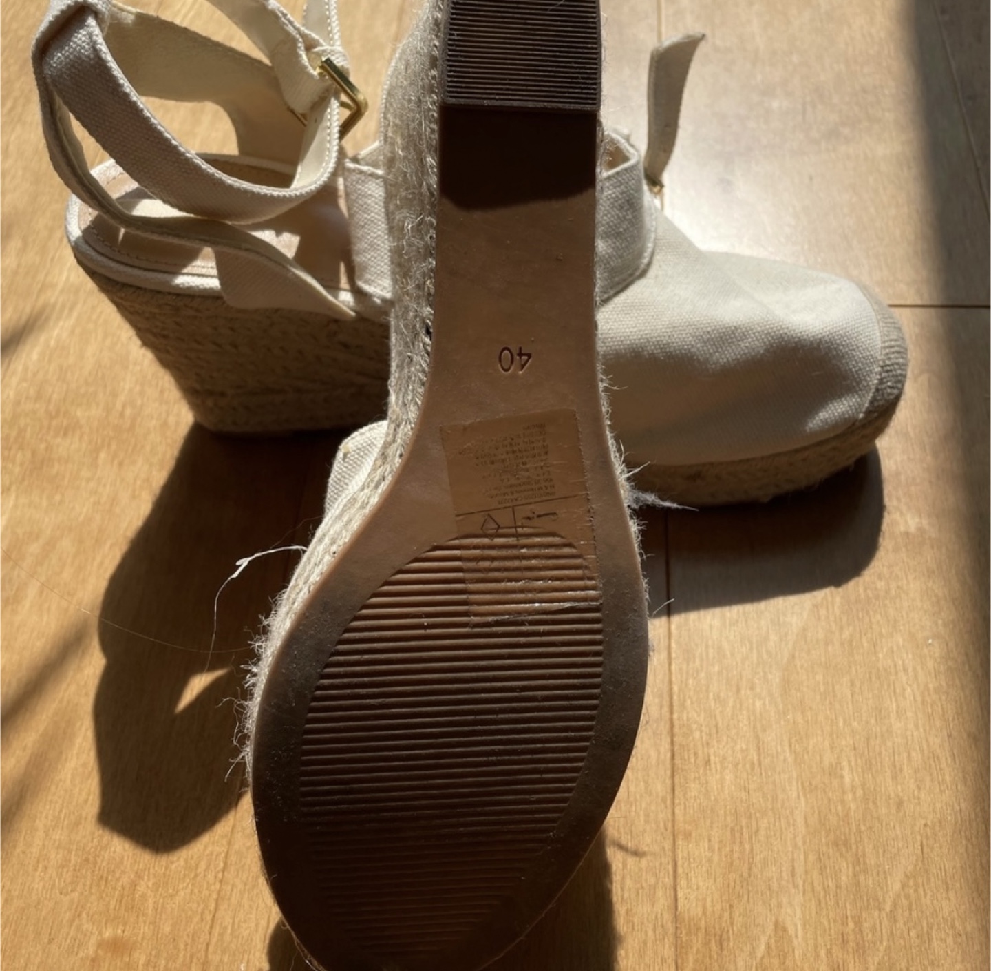 Cream-coloured Espadrille Wedge Sandals - photo 3