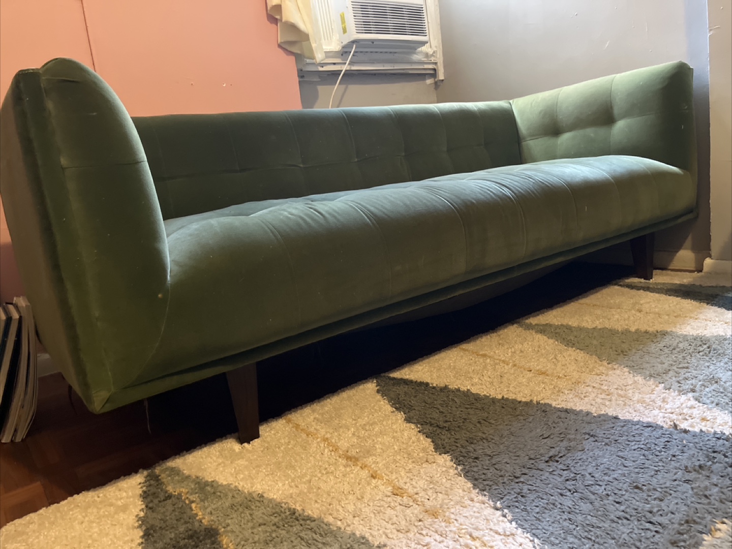 *MOVING SALE* Vintage Green Velvet Sofa - photo 2