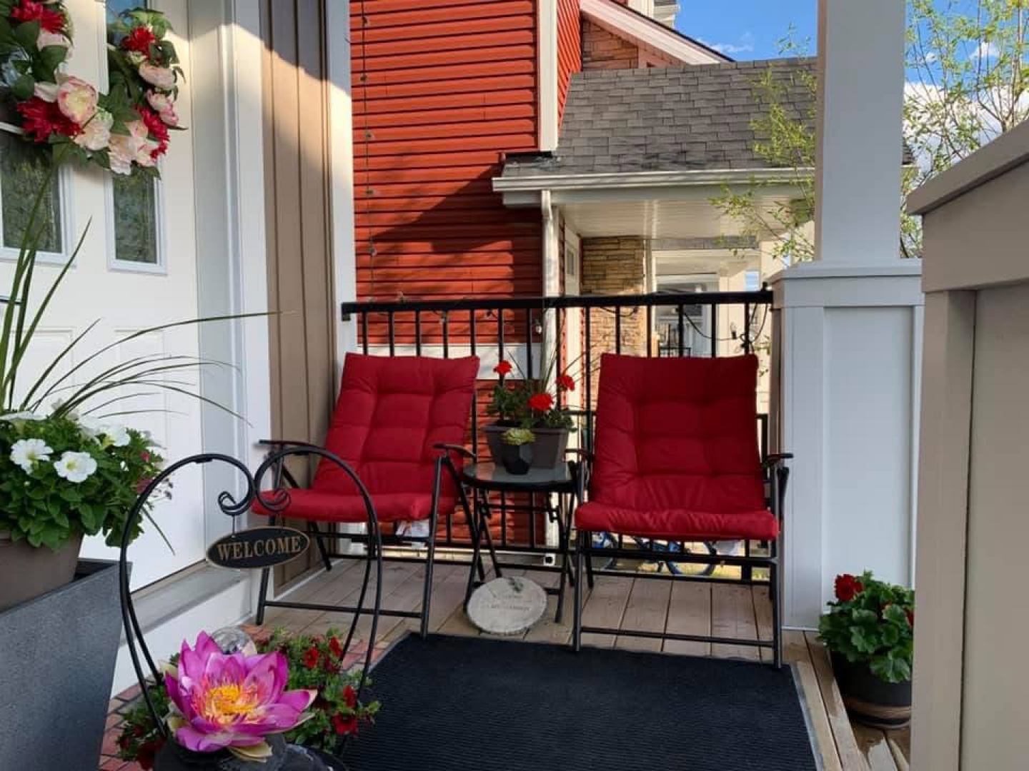 Pair of Red Folding Patio Chairs