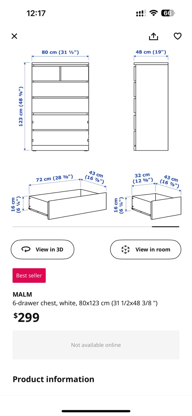 IKEA MALM 6-Drawer Chest - Black-Brown - photo 2