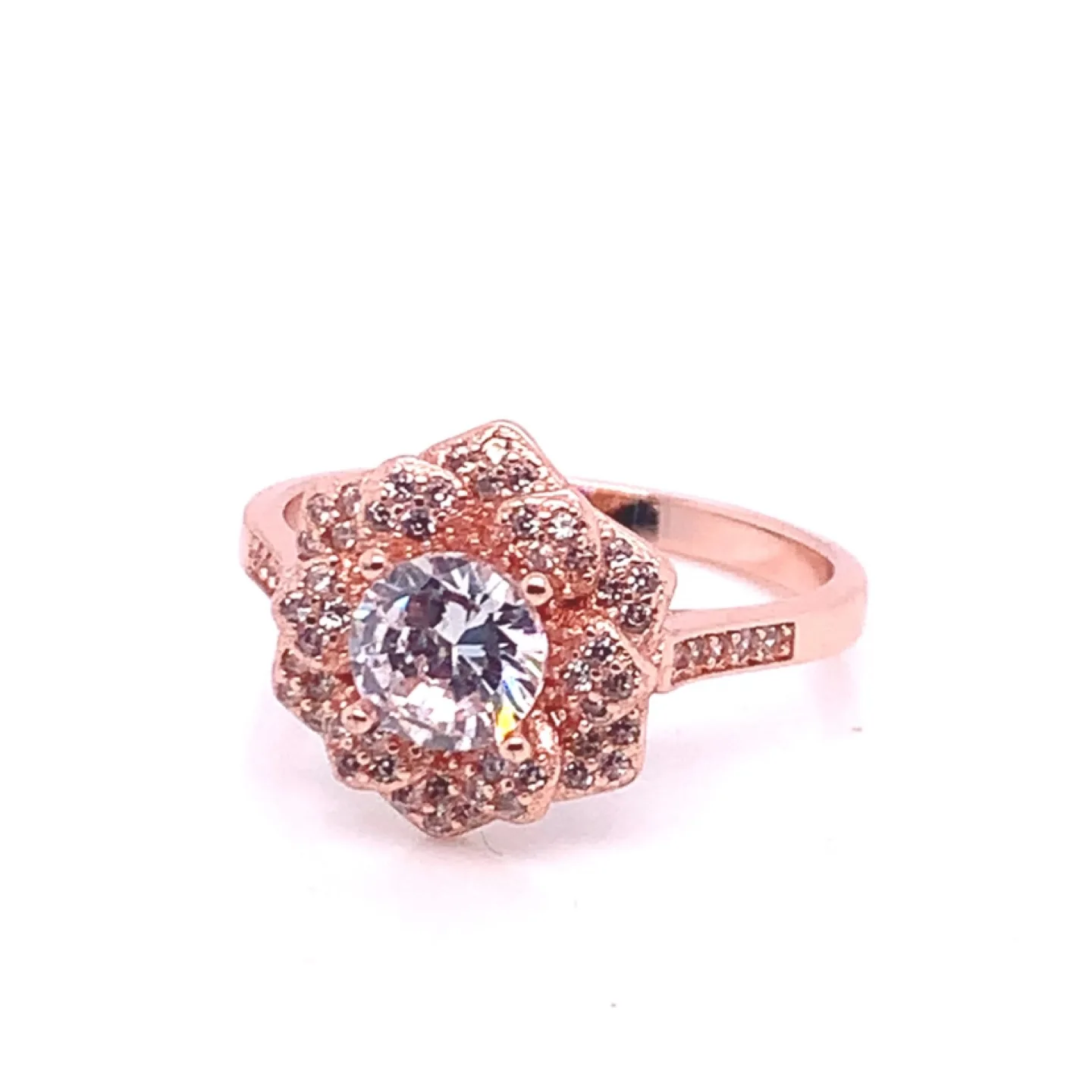 Rose Gold CZ Flower Ring, Size 8.75 image indicator(7)