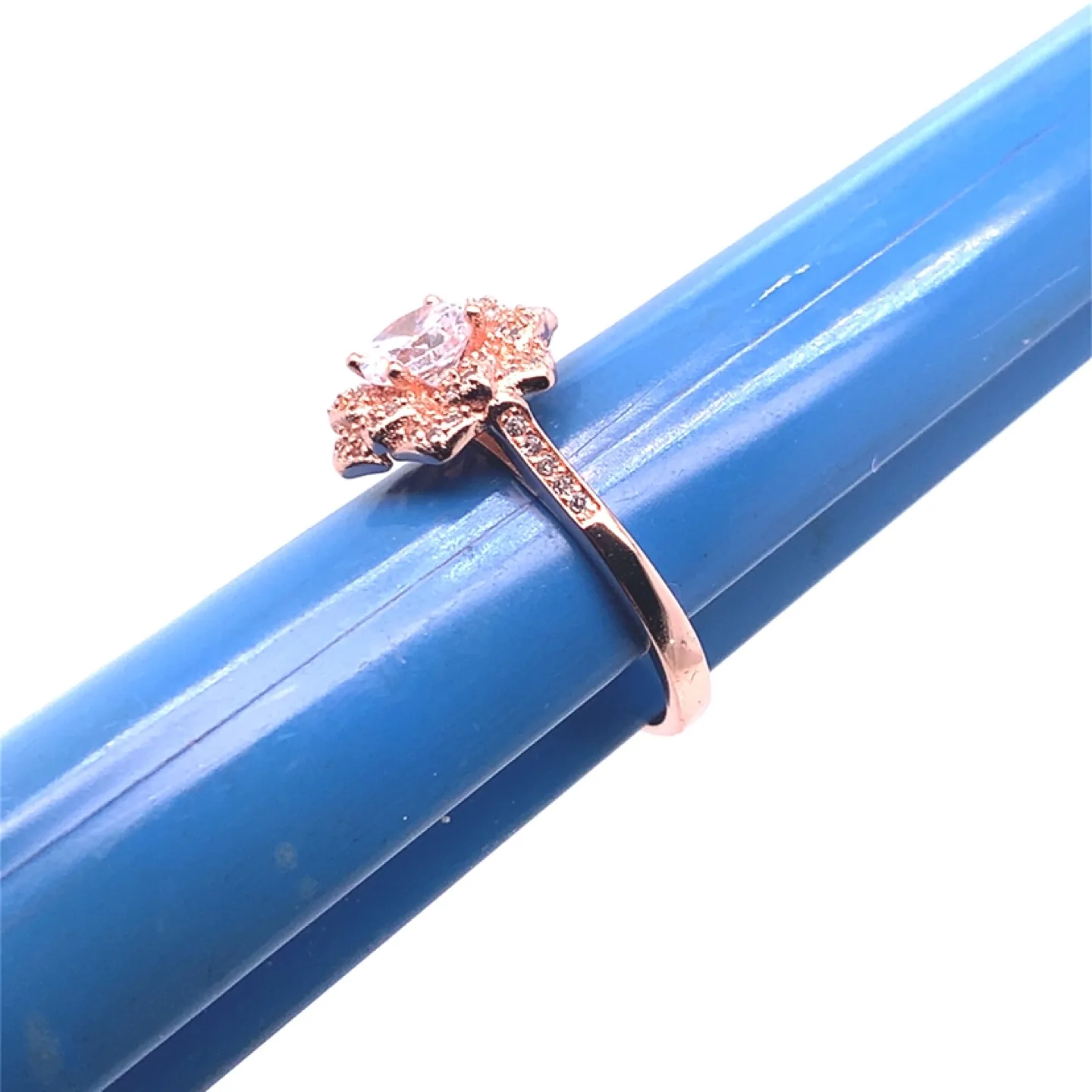 Rose Gold CZ Flower Ring, Size 8.75 image indicator(3)