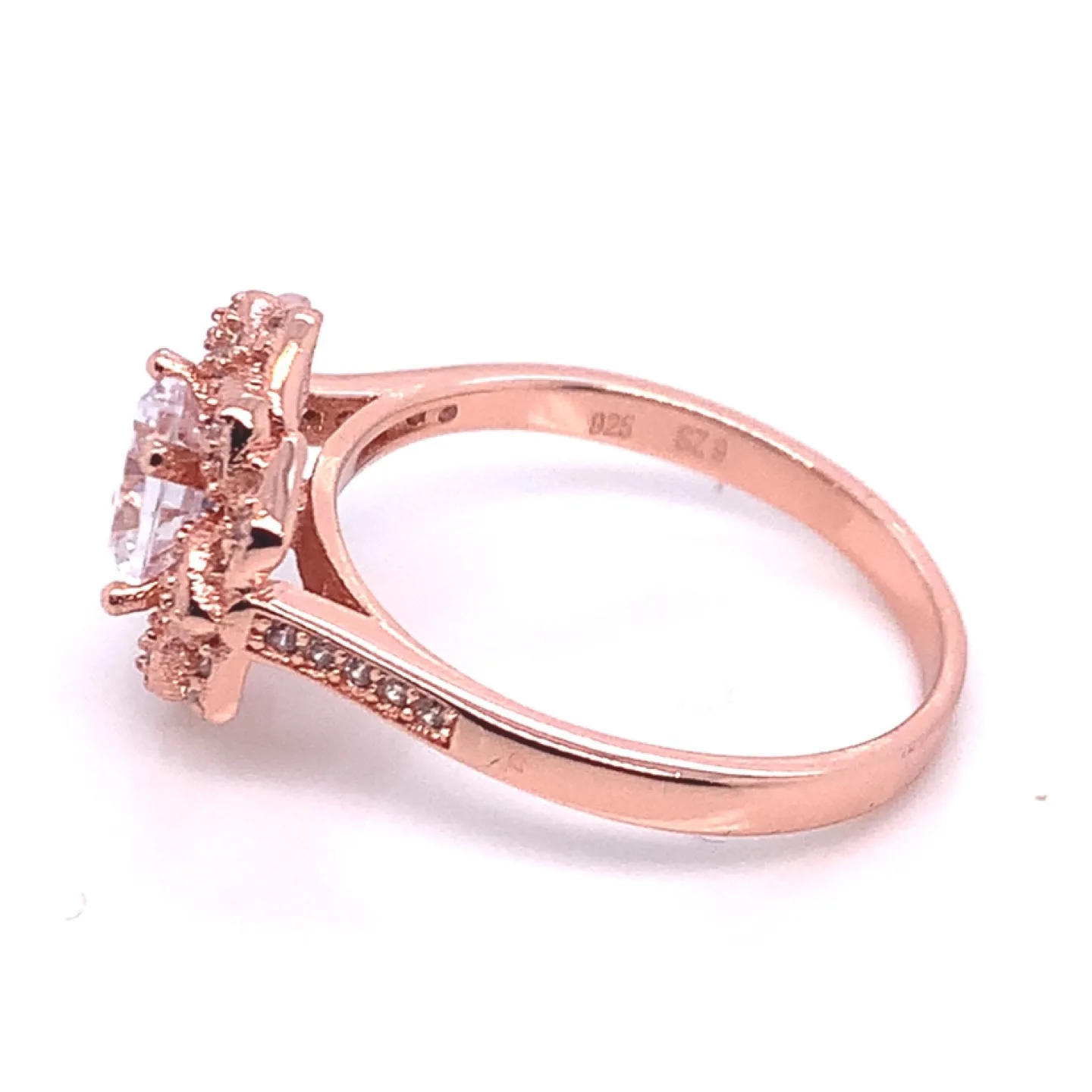 Rose Gold CZ Flower Ring, Size 8.75 image indicator(8)