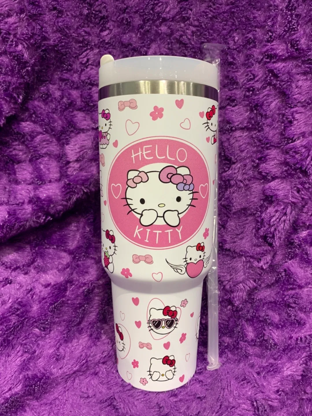 Hello Kitty 30oz Stainless Steel Tumbler with Straw and Handle thumbnail