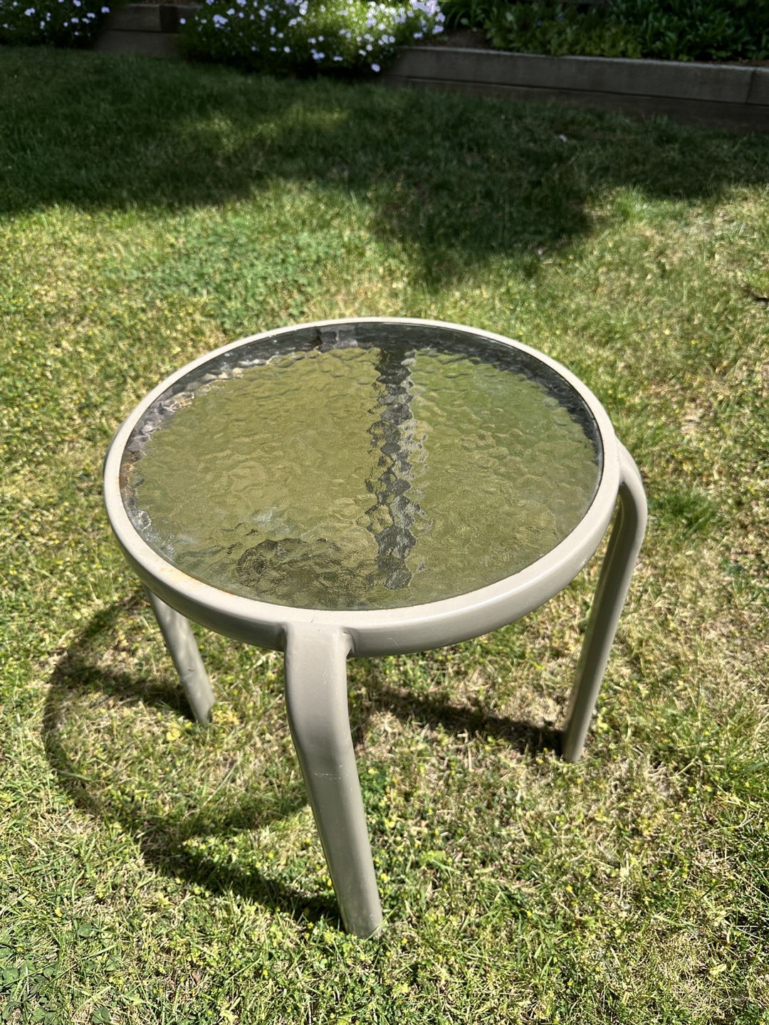 Small Round Patio Table with Glass Top