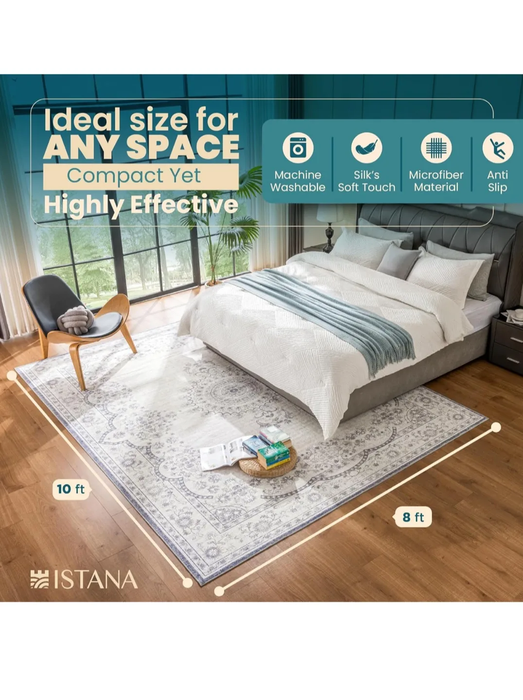 Boho Area Rug 9x12- Machine Washable, Anti-Slip, 7mm Pile image indicator(6)