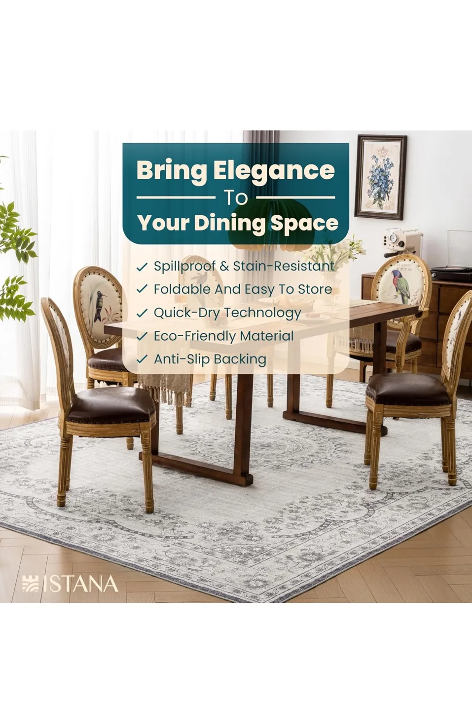 Boho Area Rug 9x12- Machine Washable, Anti-Slip, 7mm Pile image indicator(8)