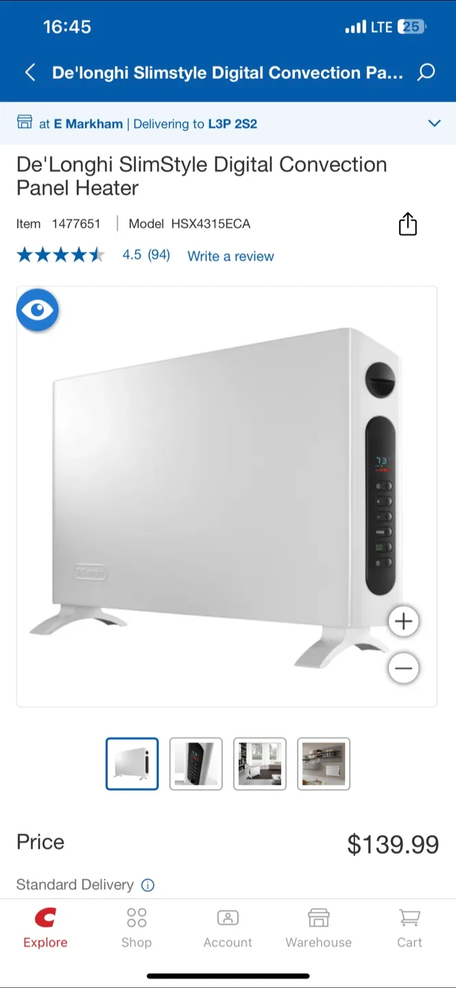 De'Longhi SlimStyle Digital Convection Panel Heater thumbnail
