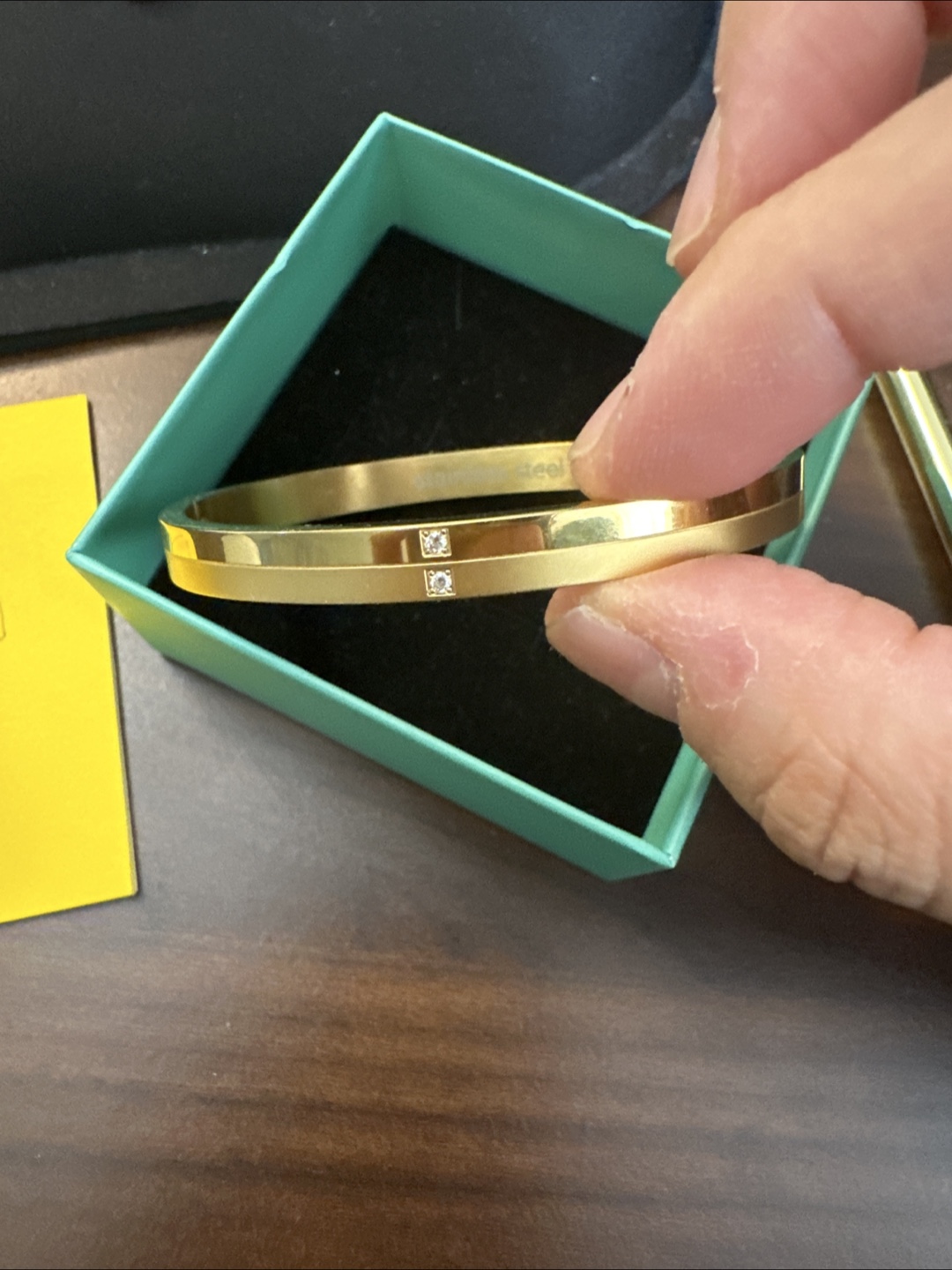 Gold-tone stainless steel bangle bracelet