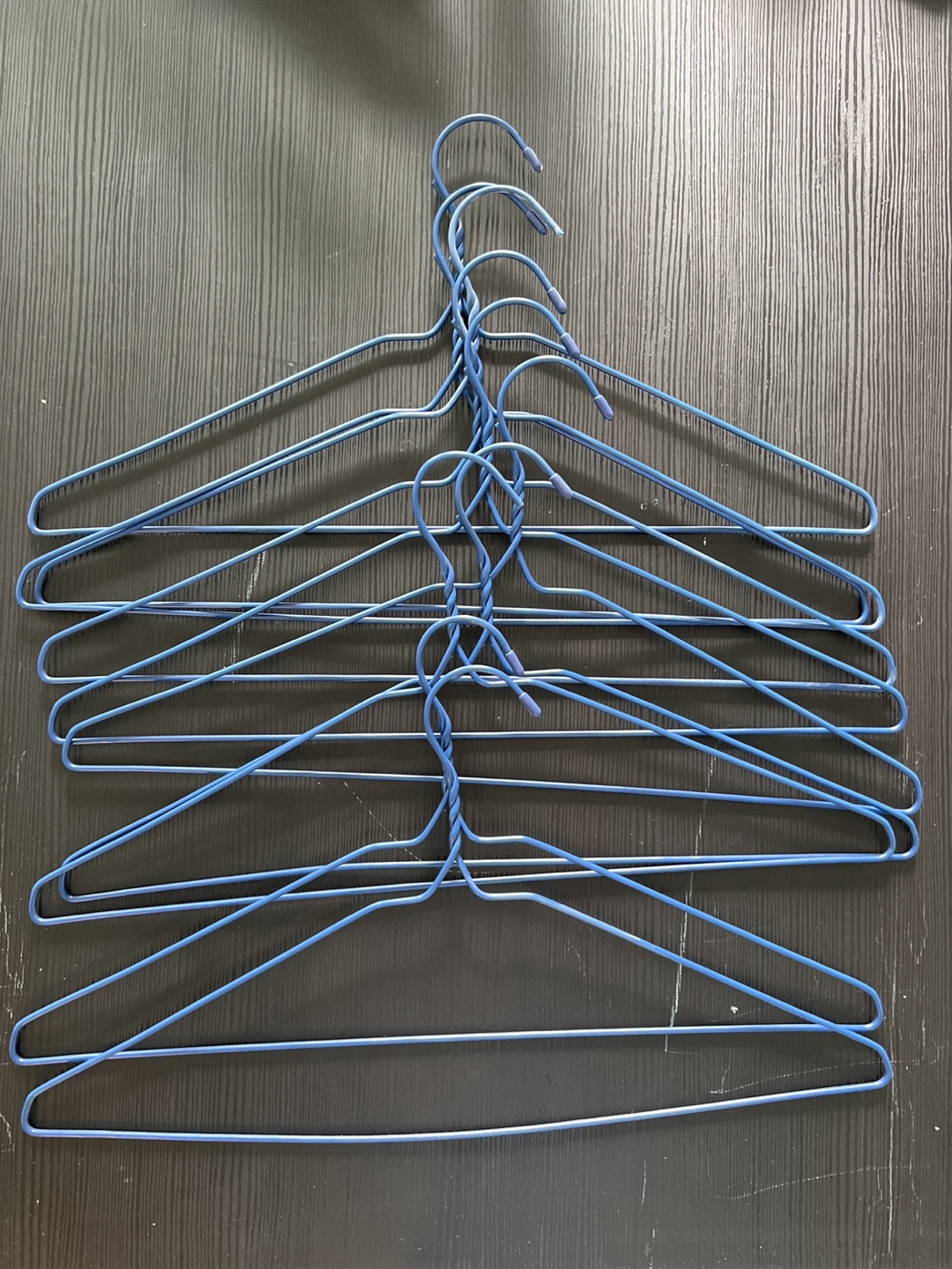 Bundle of 8 Blue Wire Clothes Hangers