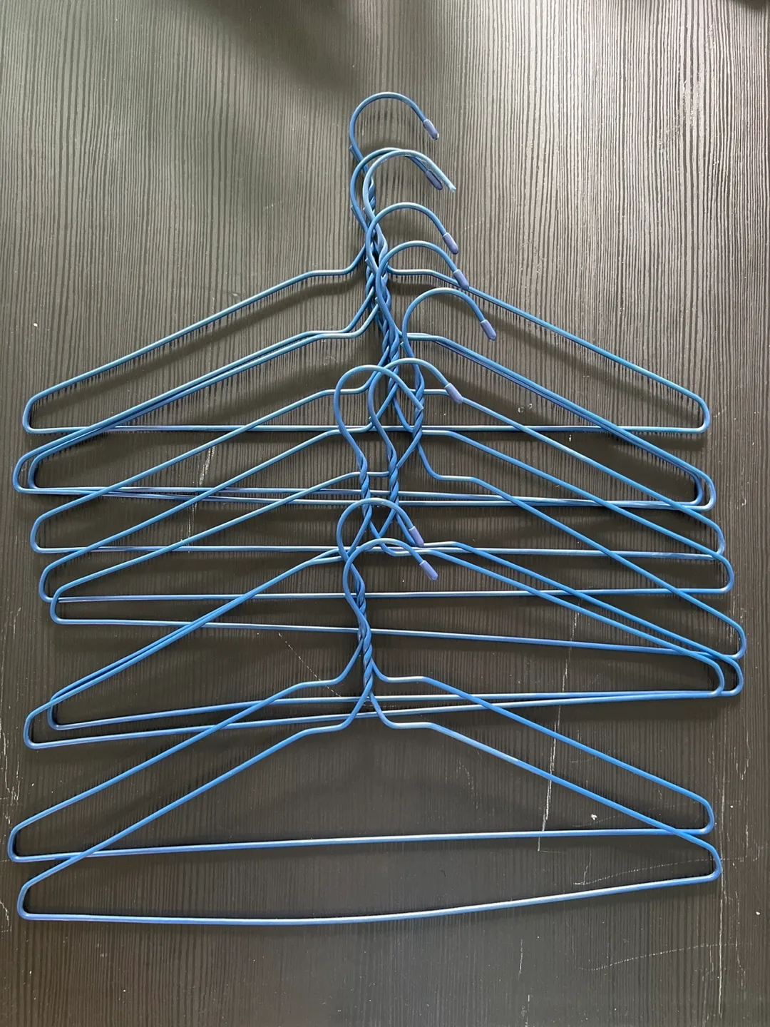 Bundle of 8 Blue Wire Clothes Hangers thumbnail