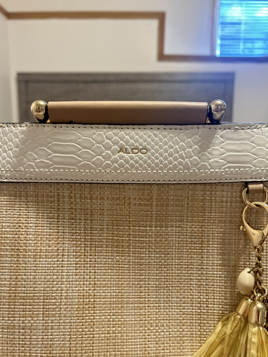 ALDO Beige and White Woven Handbag - photo 3