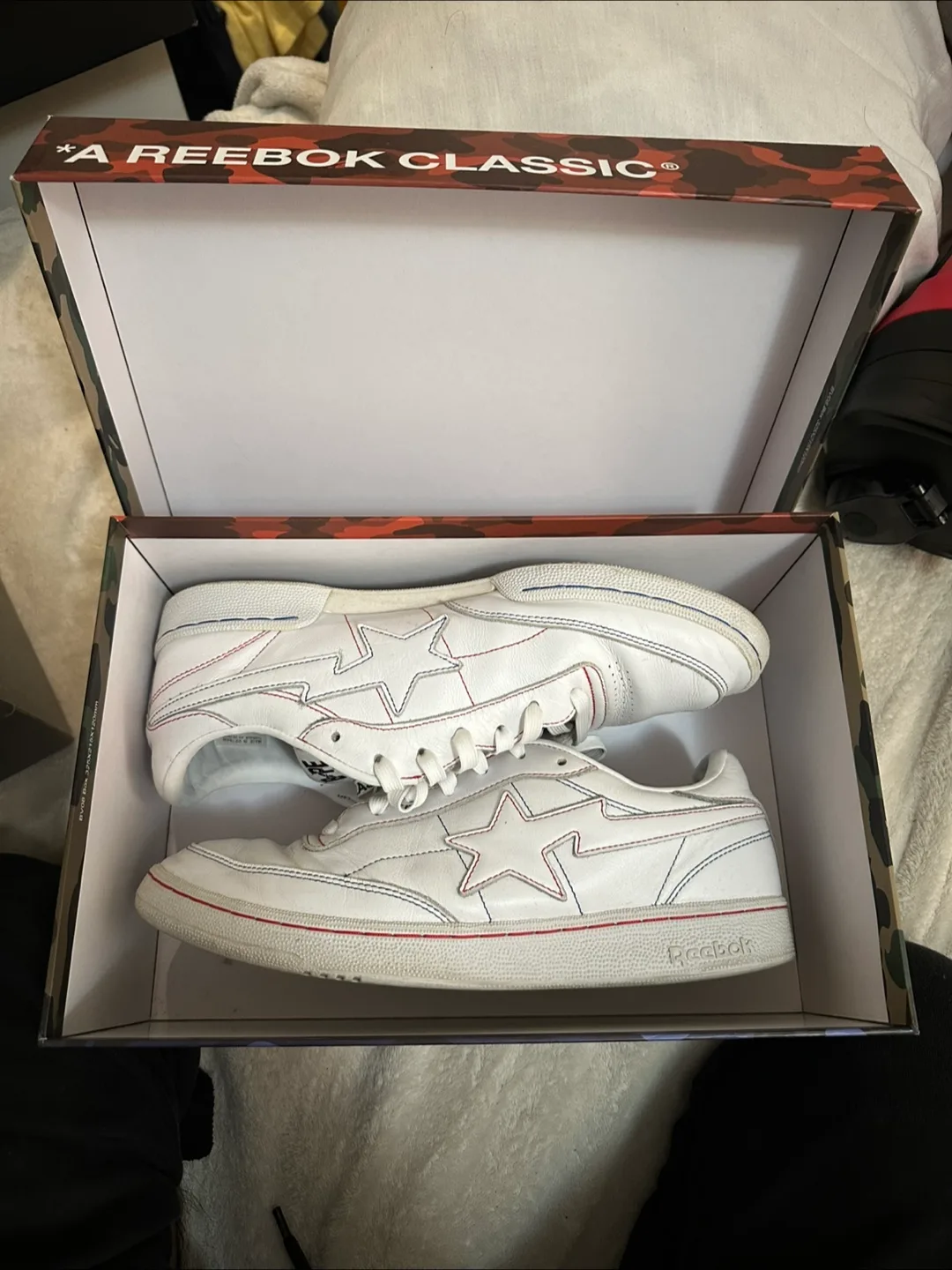 A Bathing Ape x Reebok Club C 85 Tennis Shoes - Size US 11