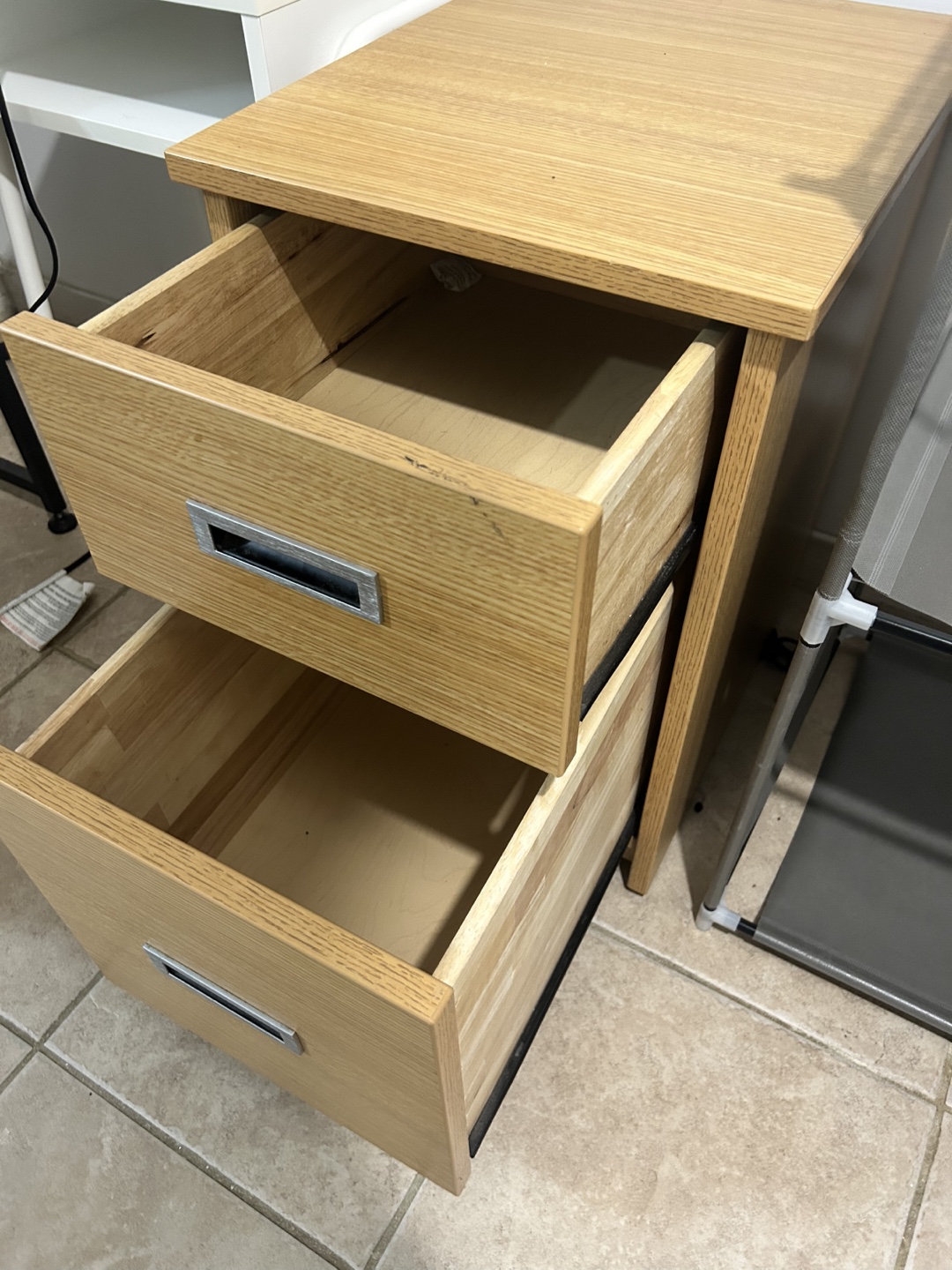 Two-Drawer Oak Wood Side Table - photo 2