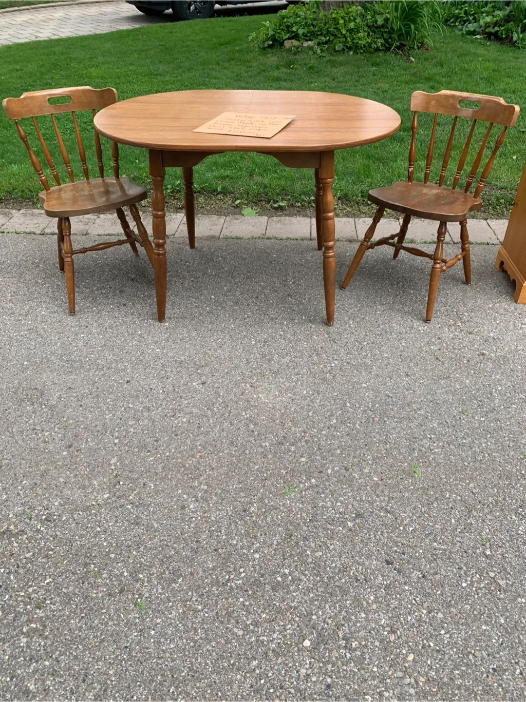 Vintage 1970s Wooden Table and Two Chairs thumbnail