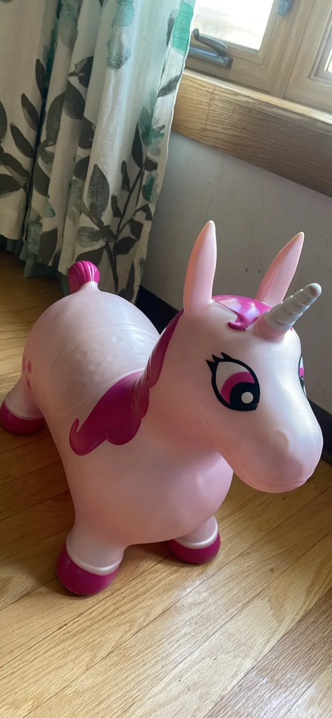 Pink Unicorn Inflatable Bounce Rider thumbnail