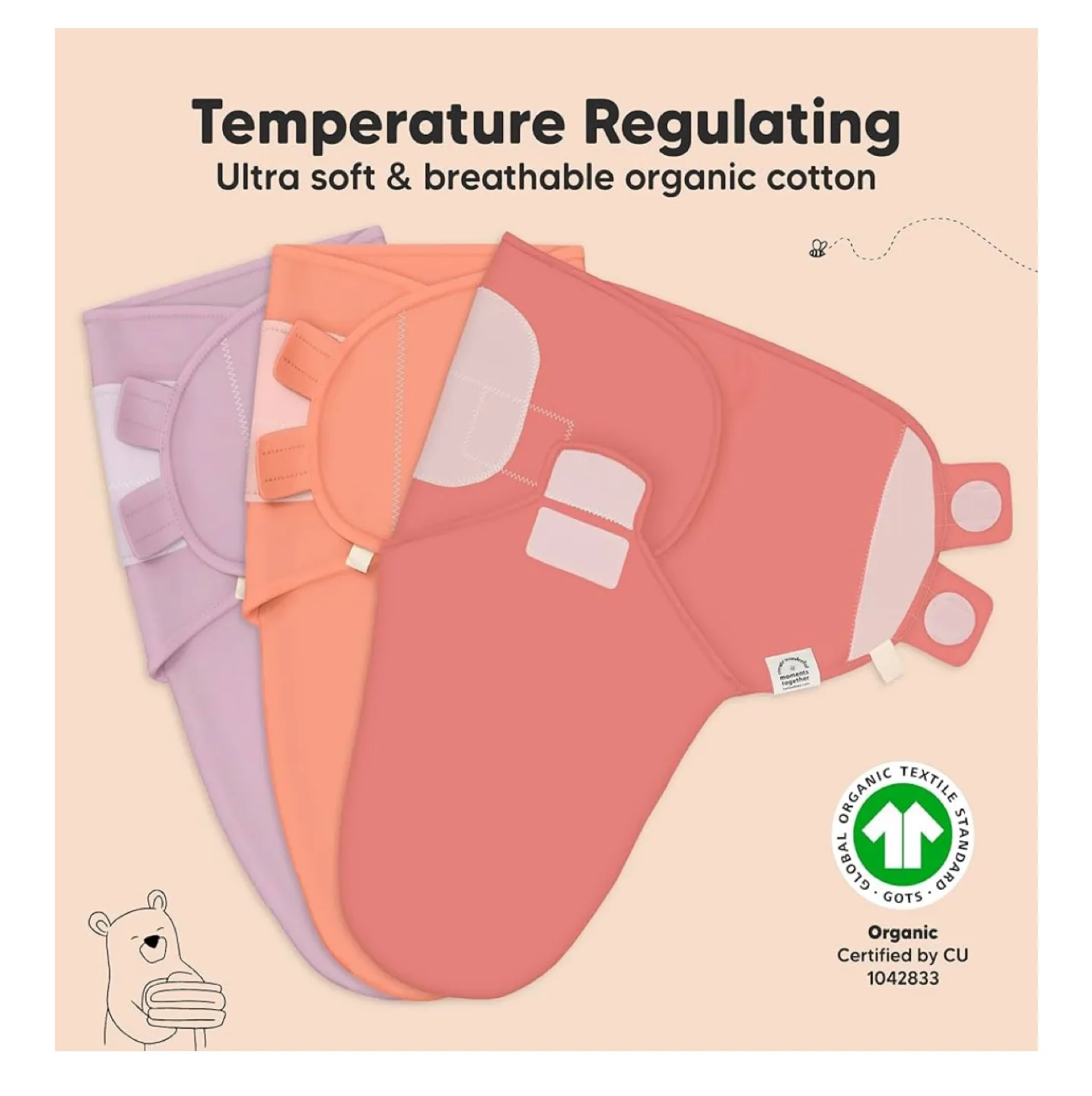 New KeaBabies Soothe Swaddle Wraps - 3 Pack image indicator(4)