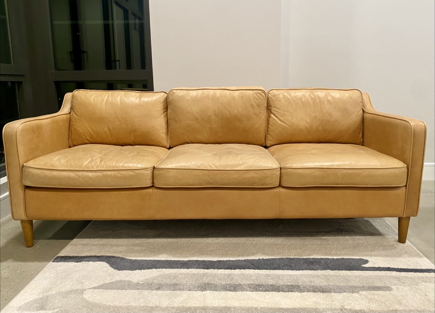 West Elm - Hamilton Tan Leather 81’ Sofa - photo 2