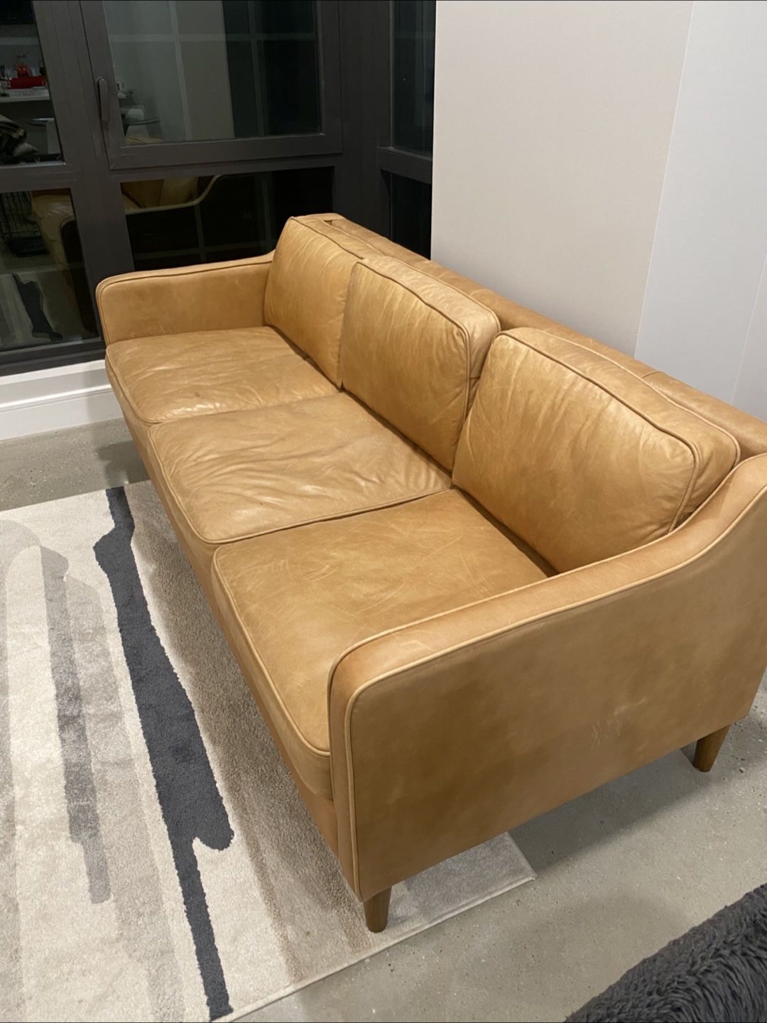 West Elm - Hamilton Tan Leather 81’ Sofa - photo 3
