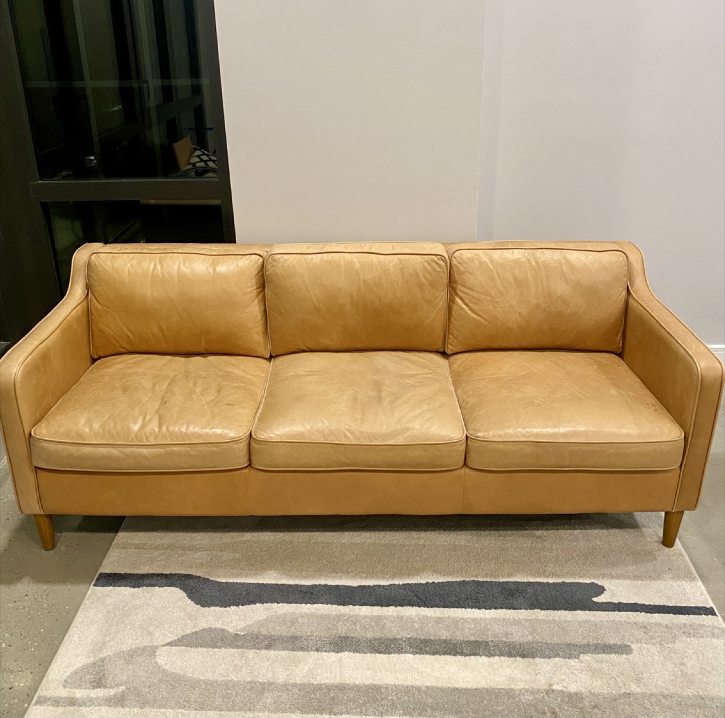 West Elm - Hamilton Tan Leather 81’ Sofa