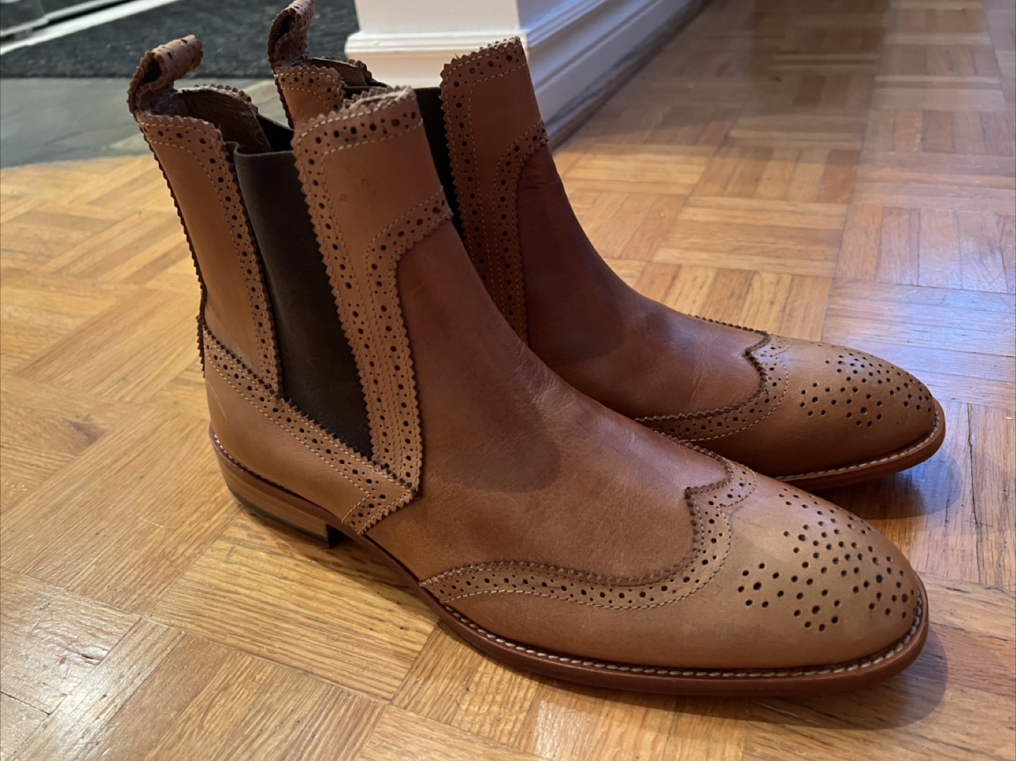 Brown Leather Brogue Chelsea Boots - photo 3