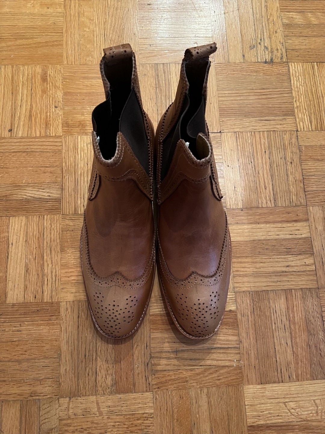 Brown Leather Brogue Chelsea Boots