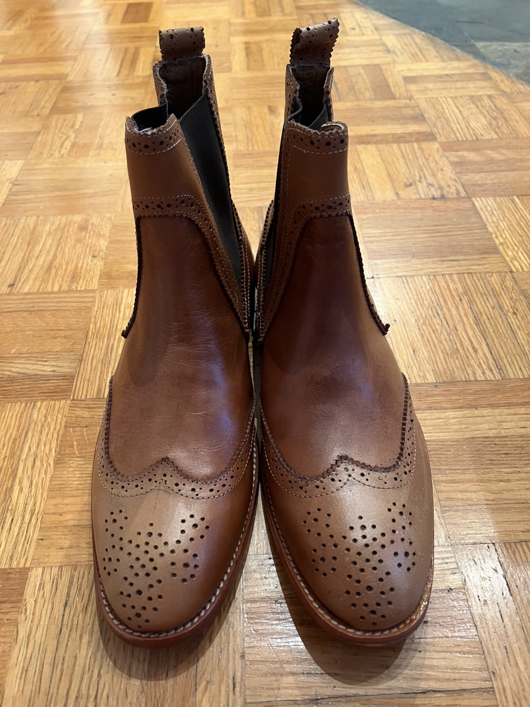 Brown Leather Brogue Chelsea Boots - photo 2