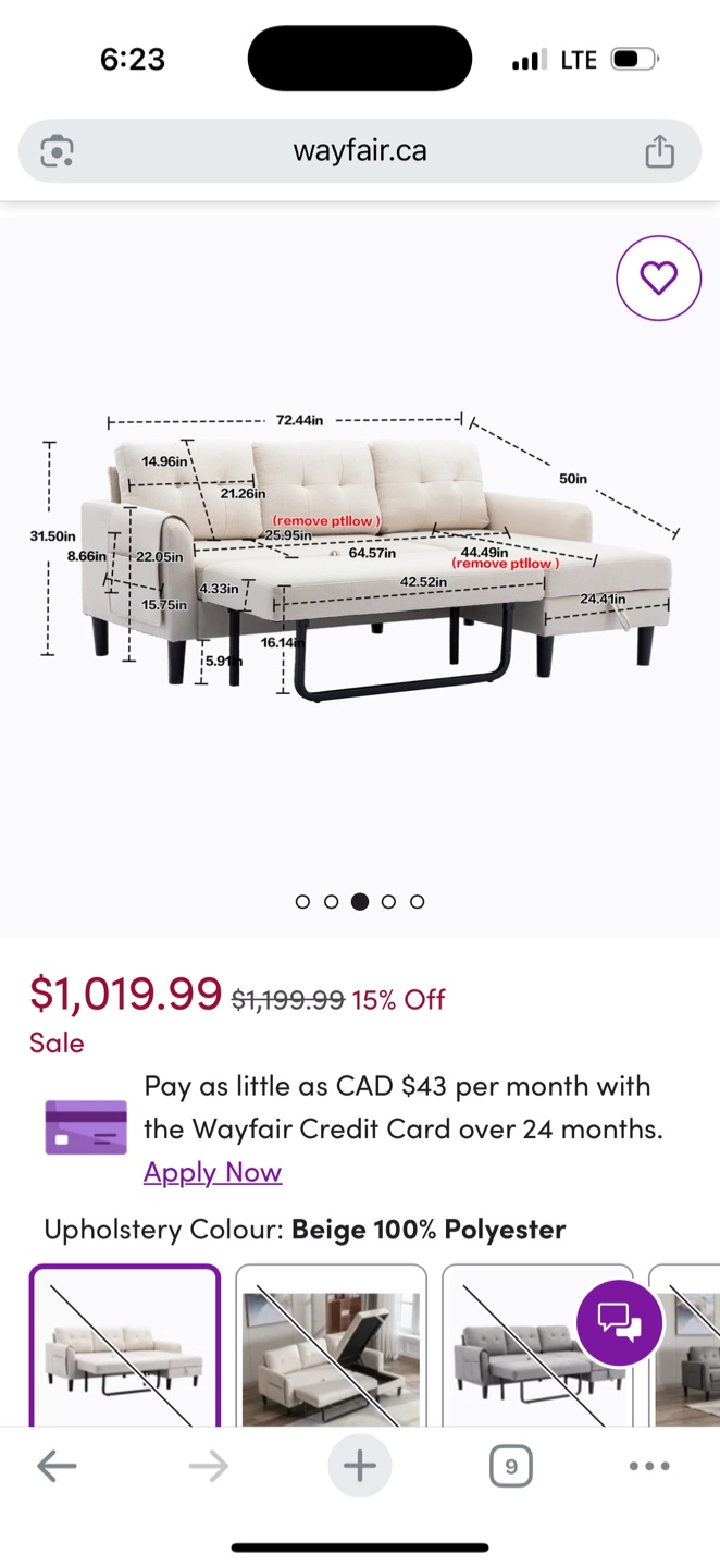 In the box- Unopened- Latitude Run Mashia 72.44" Sleeper Sofa - photo 2