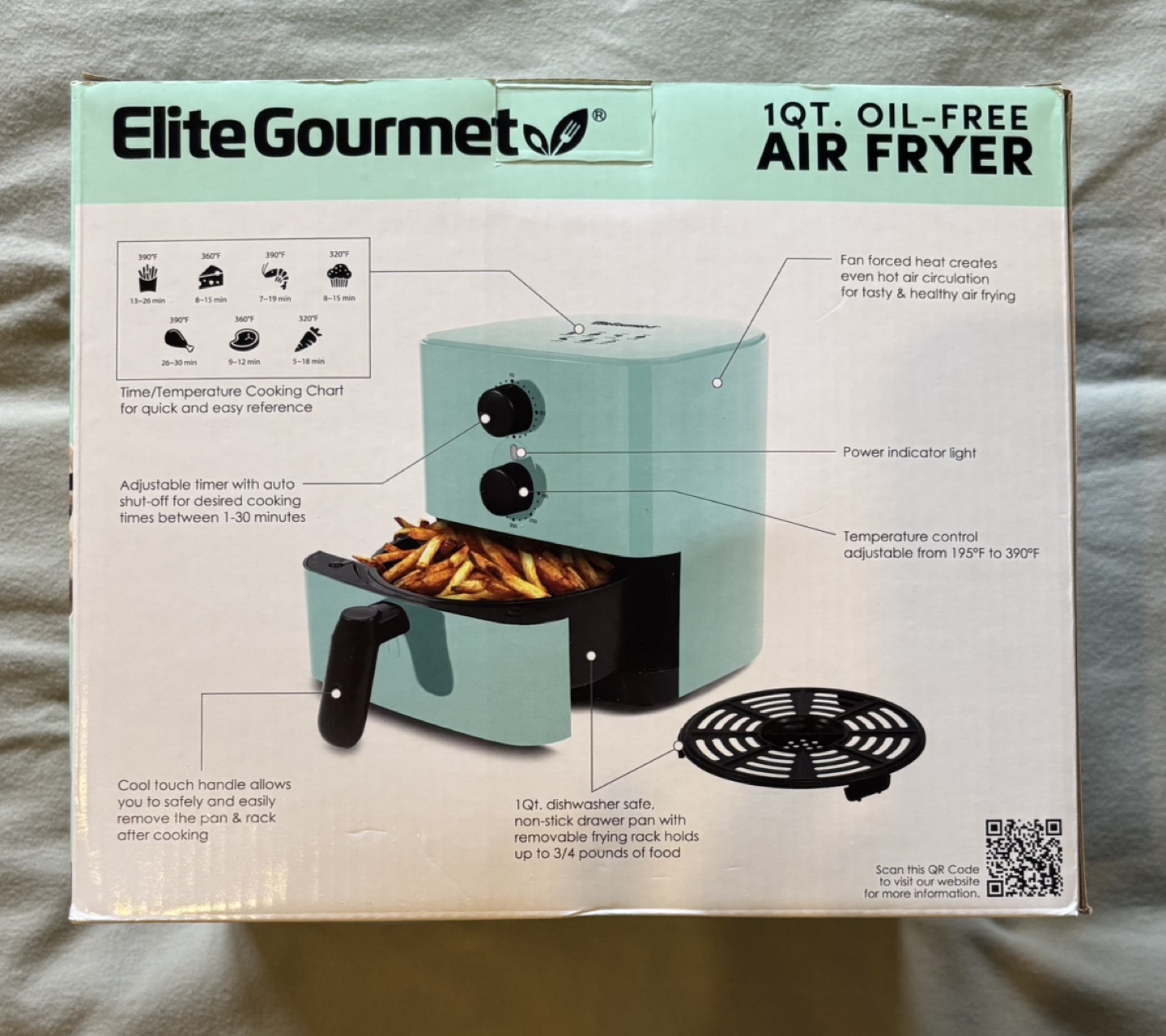 Elite Gourmet 1QT Oil-Free Air Fryer - Mint Green - photo 3