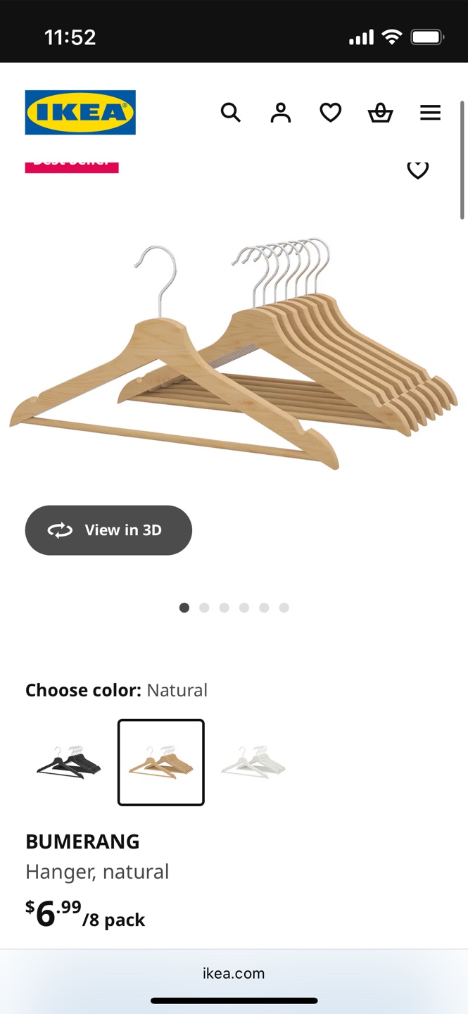 IKEA BUMERANG Wooden Hangers x 24