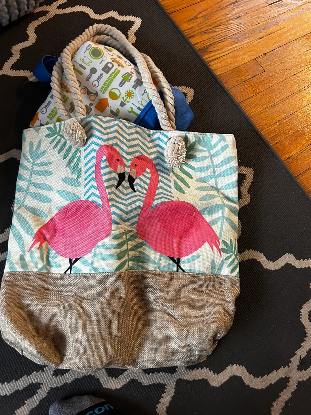Flamingo Tote Bag with Rope Handles #freecycle thumbnail
