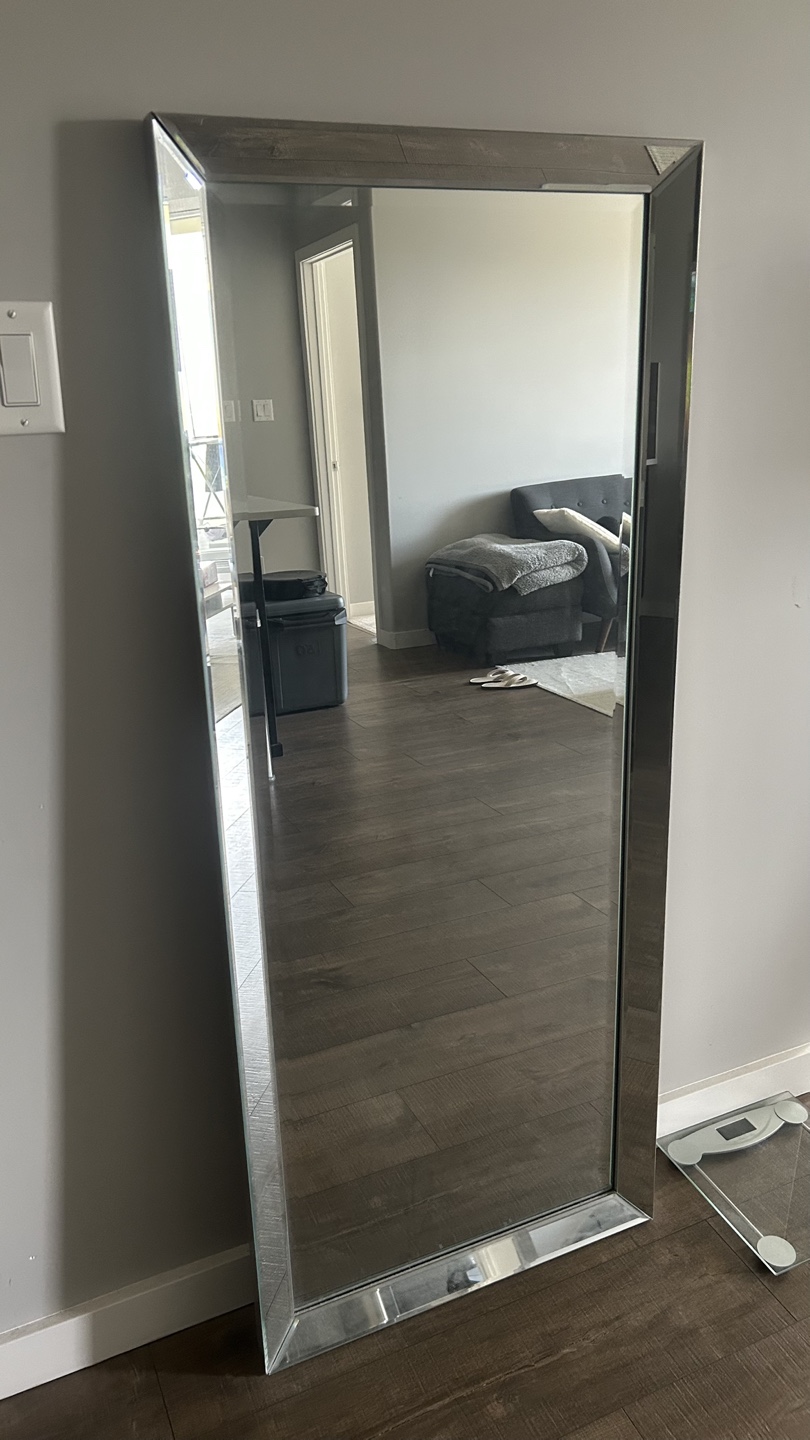 Full-Length Floor Mirror with Silver Frame