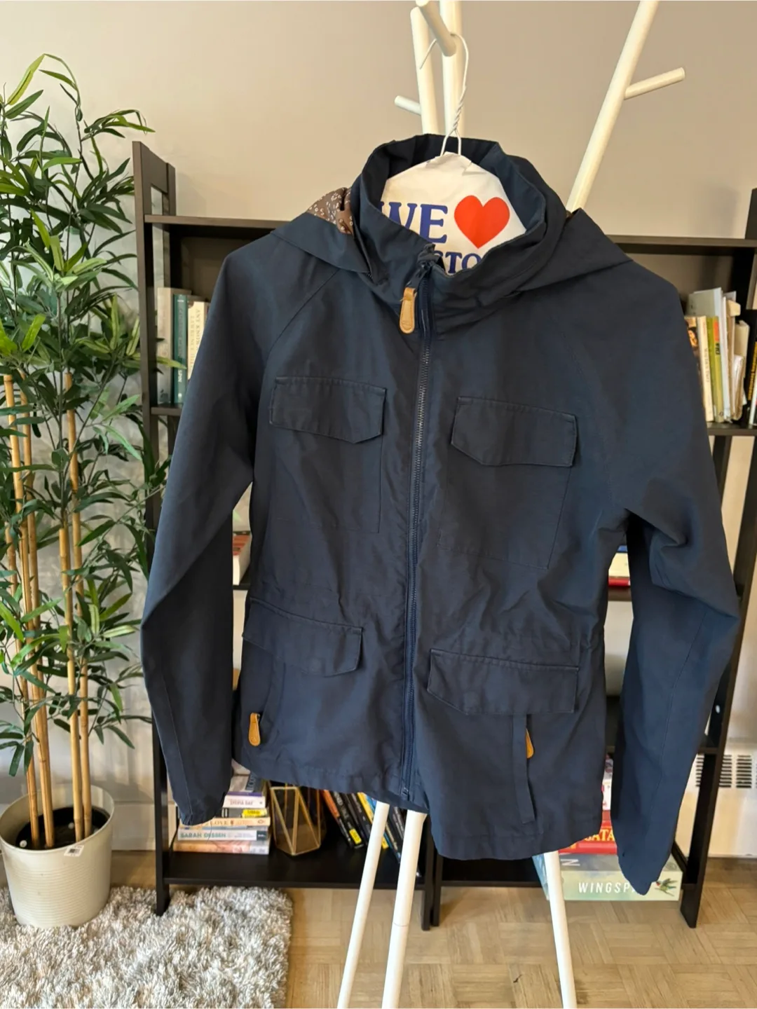 Navy Blue Hooded Jacket - Size Small thumbnail