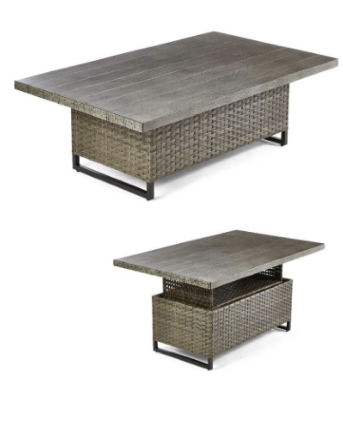 Breton Outdoor Adjustable Height Dining Table Grey & Ruttan