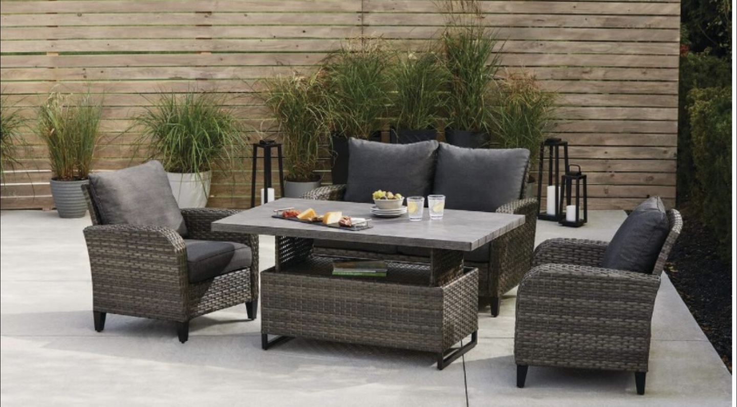 Breton Outdoor Adjustable Height Dining Table Grey & Ruttan - photo 3