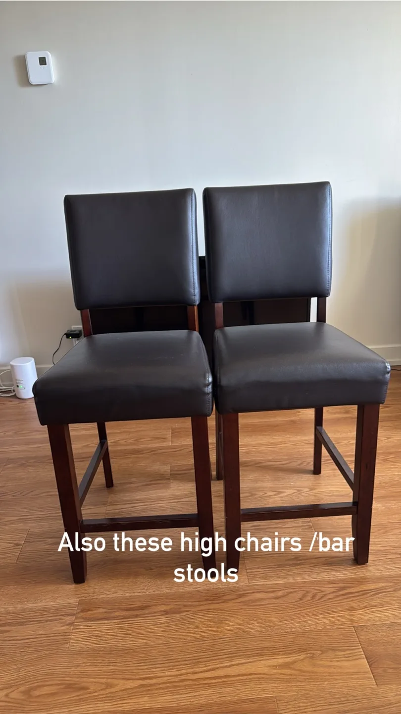 2 Dark Brown Leather Bar Stools thumbnail