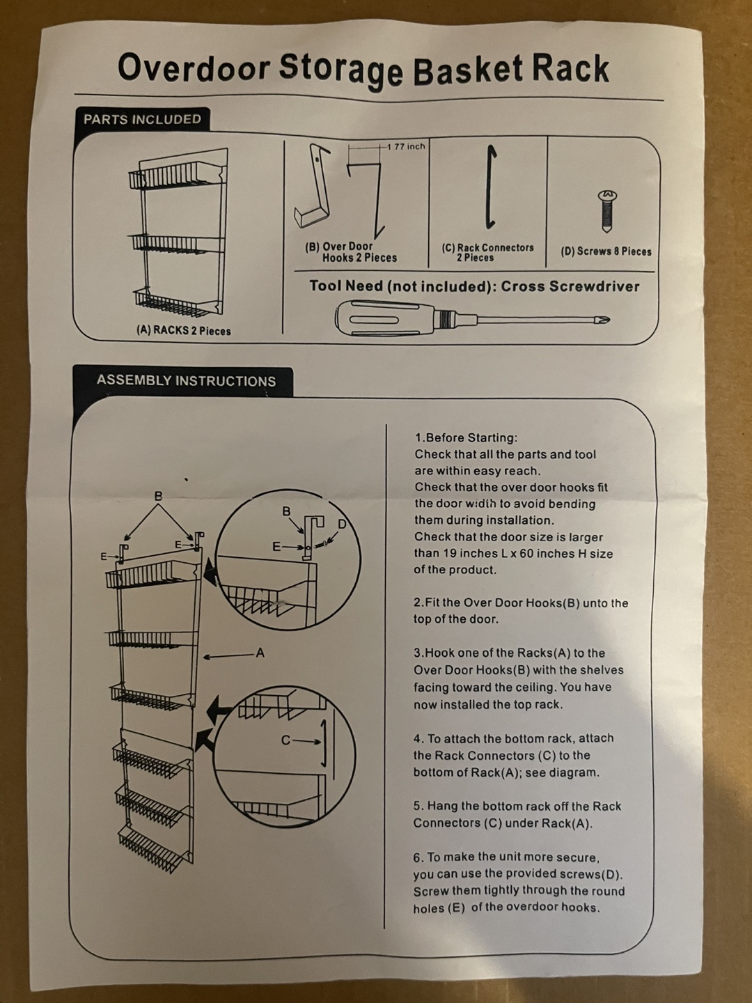 White Over-the-Door Storage Rack Organizer - photo 2