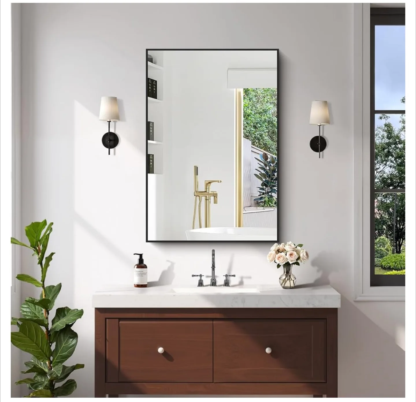 Black Mirror w Metal Frame 24x36” New in Box (small scratch) image indicator(7)