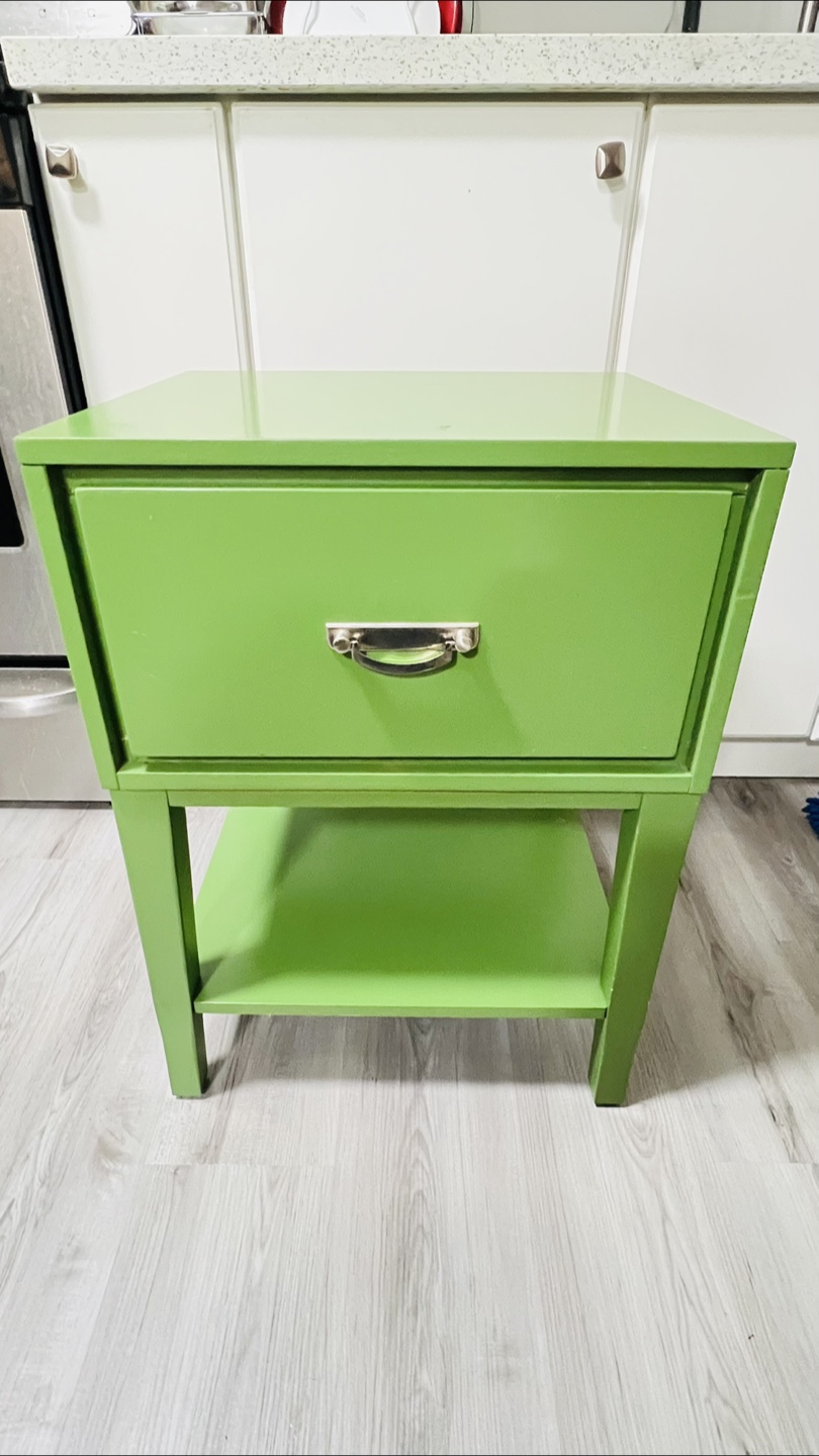 Cute Green Nightstand with Drawer and Shelf - photo 2